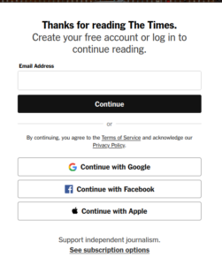 The New York Times paywall announcement. 