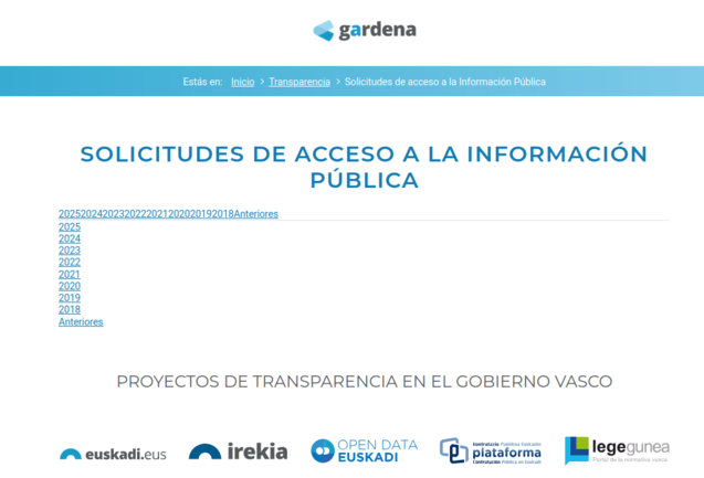 La página web con las Solicitudes de acceso a la Información Pública, no funciona
